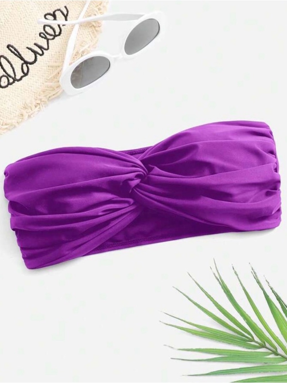 Twist Bandeau Bikini Top in Bold Purple
